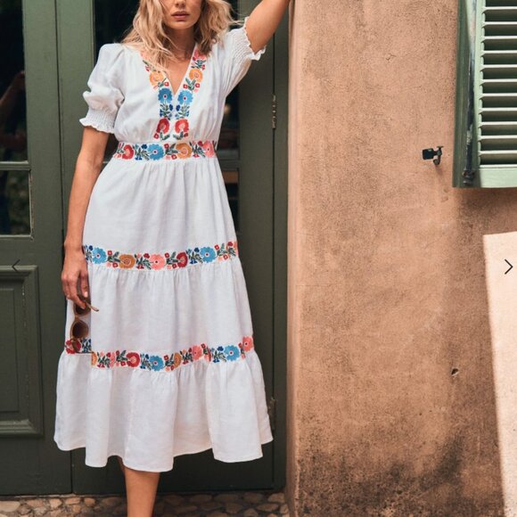 NEW Boden Anna Linen Tiered Midi Dress - Picture 3 of 5